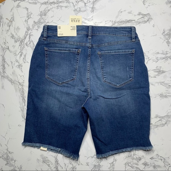 a.n.a frayed hem denim bermuda shorts mid rise - Picture 3 of 9